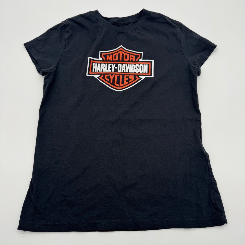 Harley Davidson Womens XS Dark Gray Graphic T-Shirt Bar & Shield Logo Cotton Tee